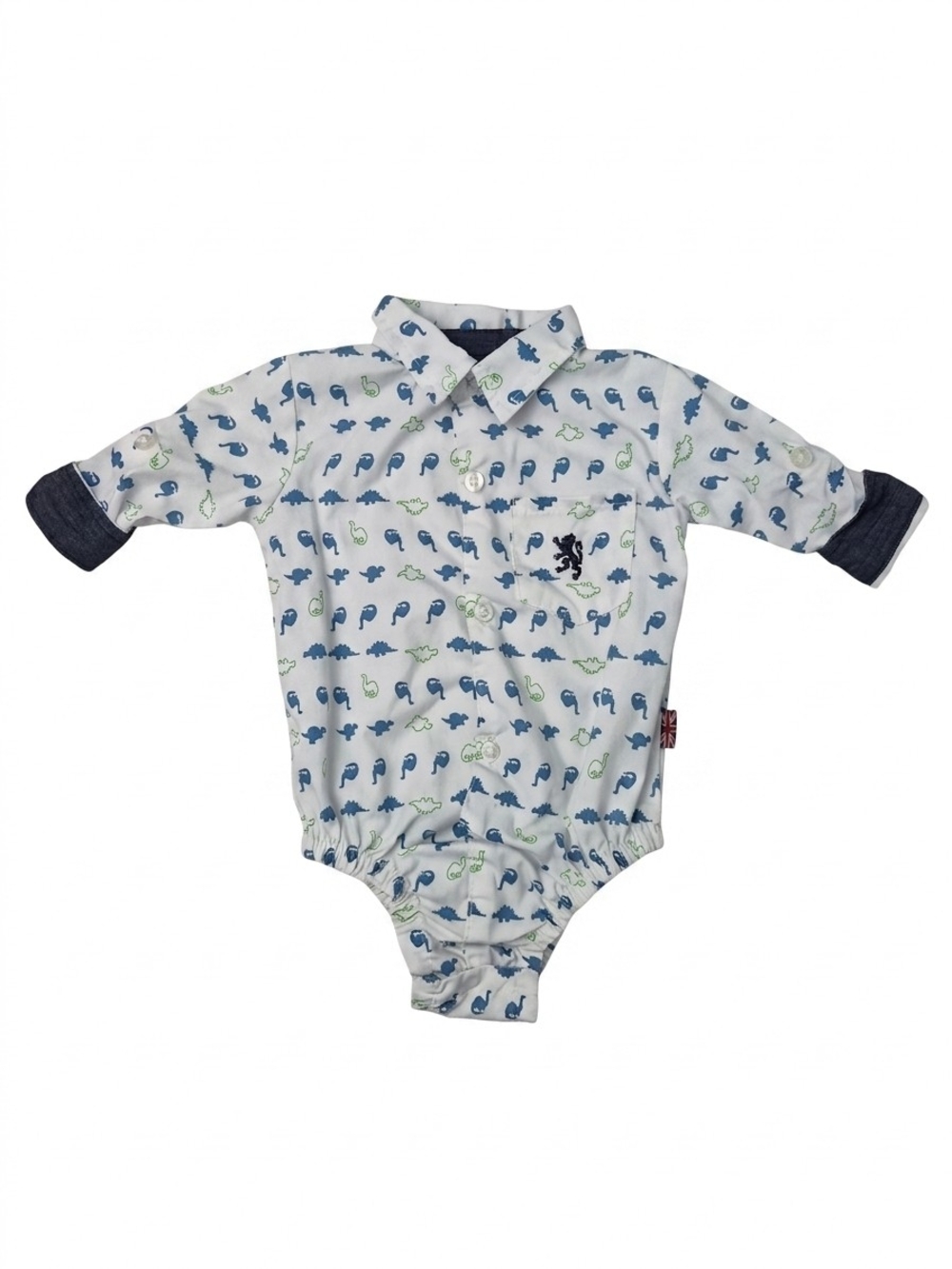 English Laundry Baby Boy Dinosaur Bodysuit Button Down 3/6M